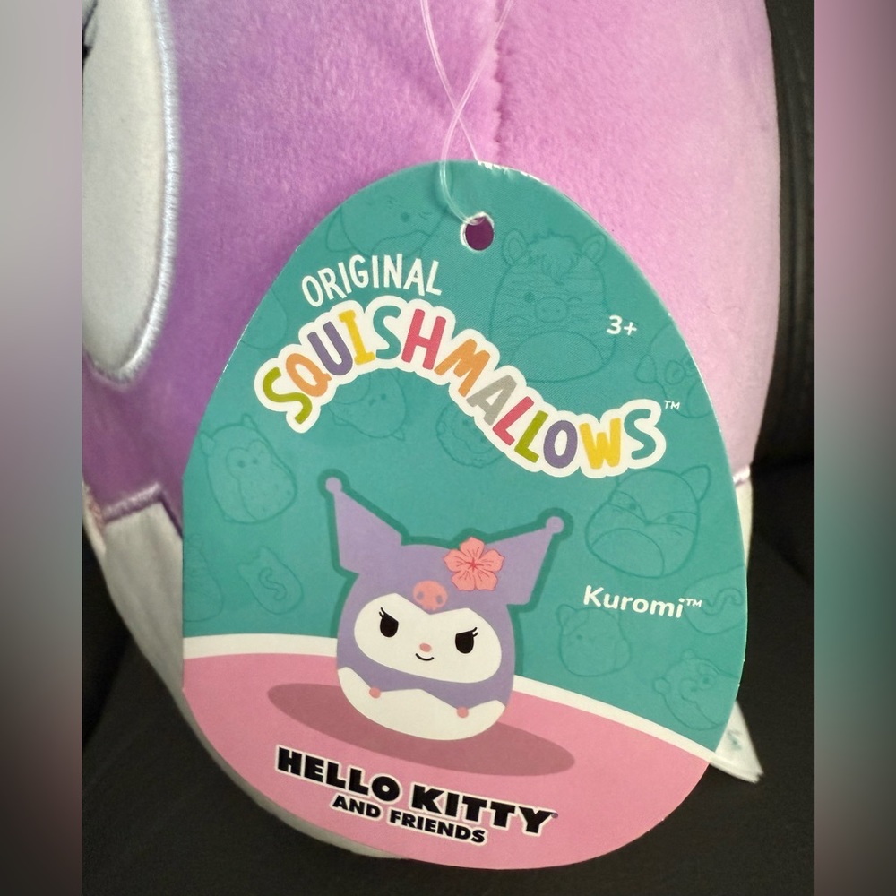 Kuromi By Sanrio Squishmallow Plush Toy, NWT, Purple and White Plush. 8”. - Picture 3 of 7